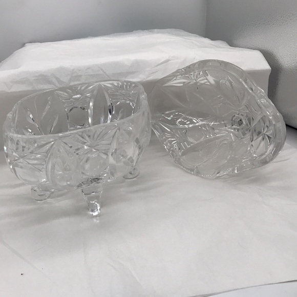 Vintage Cut Glass, Crystal Clear, Candy Footed Bowl With Lid - Picture 3 of 9